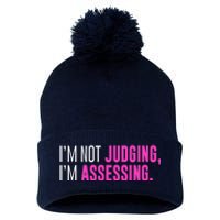 I'm Not Judging I'm Assessing Funny Sarcasm Premium Pom Pom 12in Knit Beanie