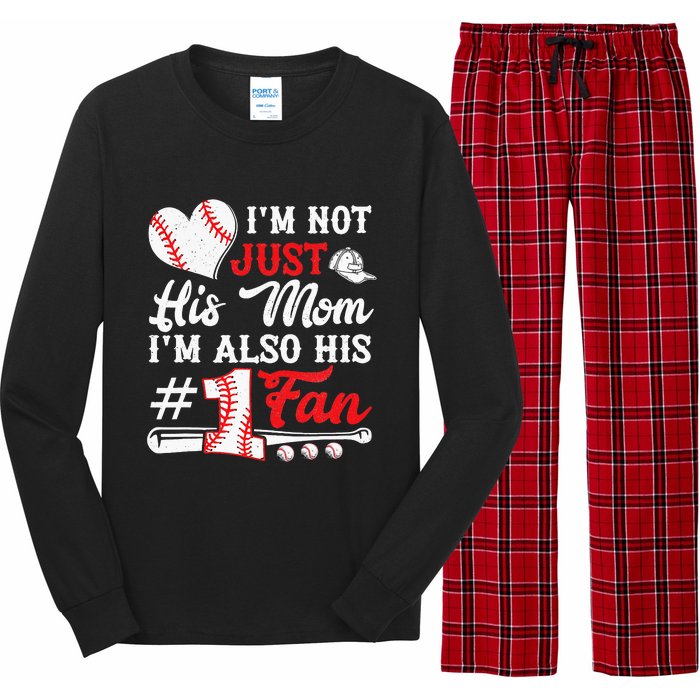 I'm Not Just His Mom I'm His Number One Fan Baseball Cute Long Sleeve Pajama Set