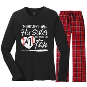 Im Not Just His Sister Im His Number One Fan Baseball Cute Women's Long Sleeve Flannel Pajama Set 