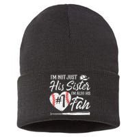 Im Not Just His Sister Im His Number One Fan Baseball Cute Sustainable Knit Beanie