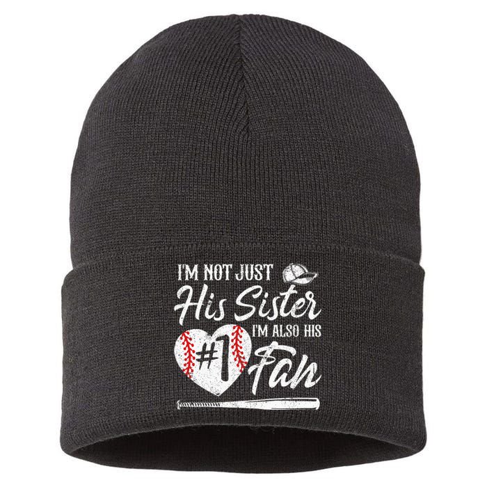 Im Not Just His Sister Im His Number One Fan Baseball Cute Sustainable Knit Beanie