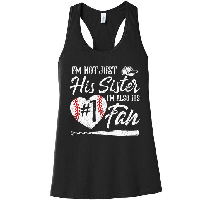 Im Not Just His Sister Im His Number One Fan Baseball Cute Women's Racerback Tank