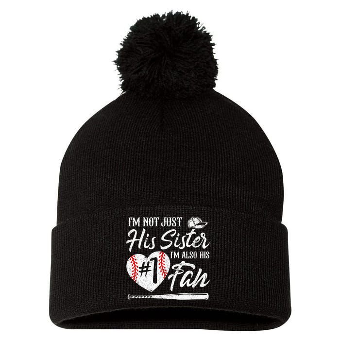 Im Not Just His Sister Im His Number One Fan Baseball Cute Pom Pom 12in Knit Beanie