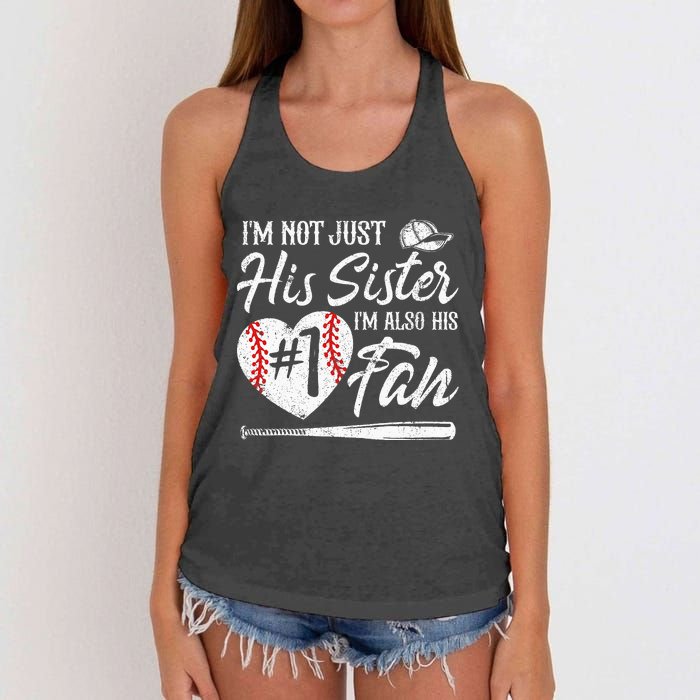 Im Not Just His Sister Im His Number One Fan Baseball Cute Women's Knotted Racerback Tank