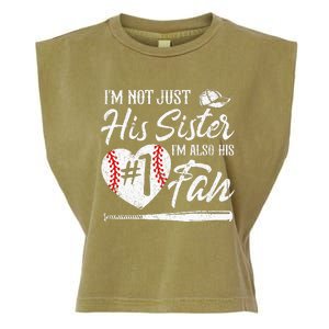 Im Not Just His Sister Im His Number One Fan Baseball Cute Garment-Dyed Women's Muscle Tee