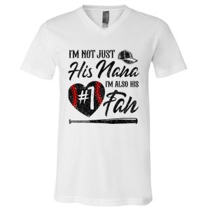 I'm Not Just His Nana I'm His Number One Fan Baseball Cute V-Neck T-Shirt