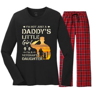 IM Not Just A DaddyS Little Girl IM A VeteranS Daughter Women's Long Sleeve Flannel Pajama Set 