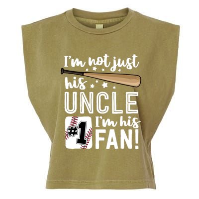 I'm Not Just His Uncle I'm His #1 Fan Baseball Nephew Garment-Dyed Women's Muscle Tee