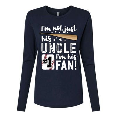 I'm Not Just His Uncle I'm His #1 Fan Baseball Nephew Womens Cotton Relaxed Long Sleeve T-Shirt