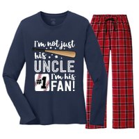 I'm Not Just His Uncle I'm His #1 Fan Baseball Nephew Women's Long Sleeve Flannel Pajama Set 