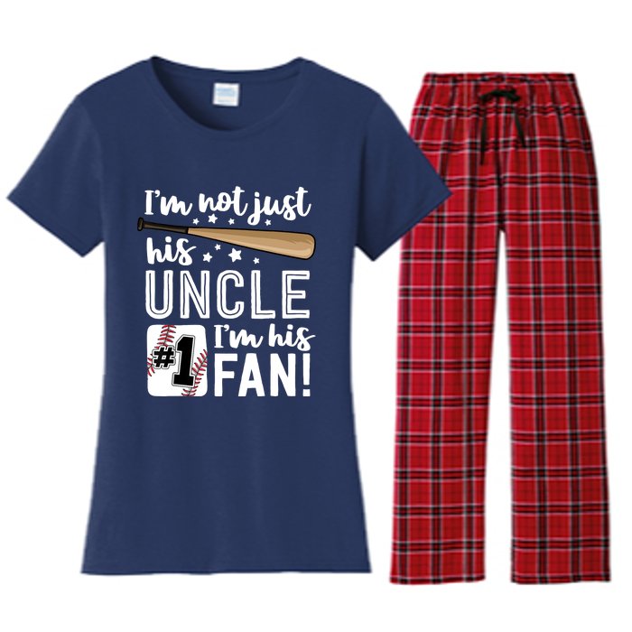 I'm Not Just His Uncle I'm His #1 Fan Baseball Nephew Women's Flannel Pajama Set