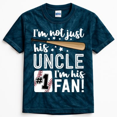 I'm Not Just His Uncle I'm His #1 Fan Baseball Nephew Kids Tie-Dye T-Shirt