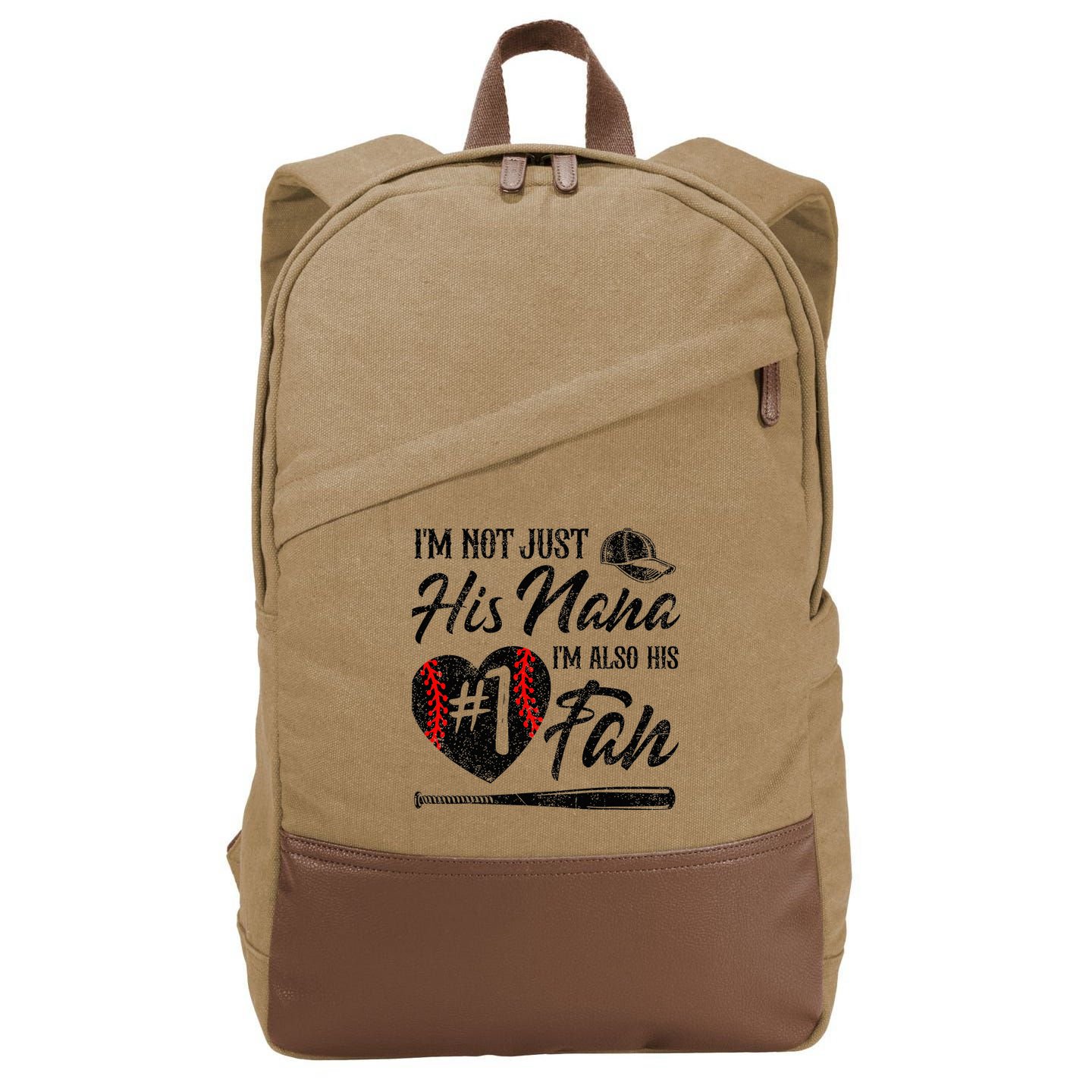 I'm Not Just His Nana I'm His Number One Fan Baseball Cute Cotton Canvas Backpack