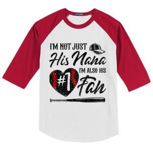 I'm Not Just His Nana I'm His Number One Fan Baseball Cute Kids Colorblock Raglan Jersey