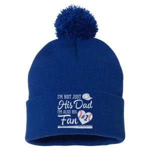 I'm Not Just His Dad I'm His Number One Fan Baseball Papa Pom Pom 12in Knit Beanie