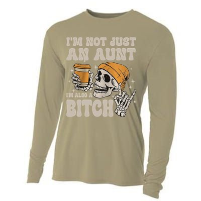 Im Not Just An Aunt Im Also A Bitch Funny Skeleton Auntie Cooling Performance Long Sleeve Crew
