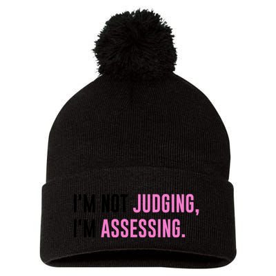 I'm Not Judging I'm Assessing Funny Pom Pom 12in Knit Beanie