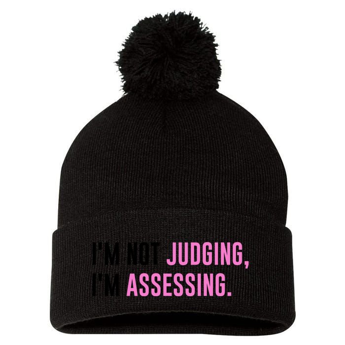 I'm Not Judging I'm Assessing Funny Pom Pom 12in Knit Beanie