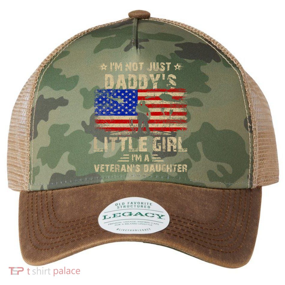 IM Not Just A DaddyS Little Girl IM A VeteranS Daughter Legacy Tie Dye Trucker Hat