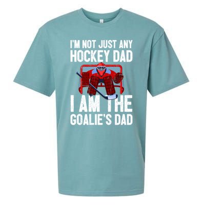 Im Not Just Any Hockey Dad Im The Goalies Dad Gift Sueded Cloud Jersey T-Shirt