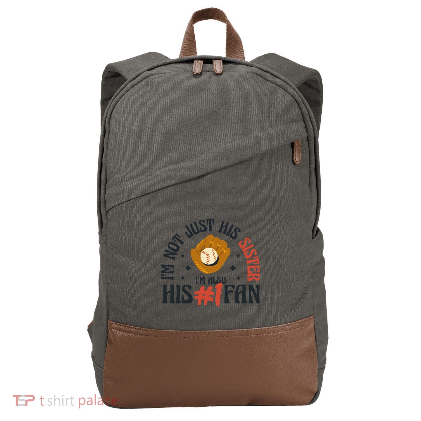 I'm Not Just His Sister I'm Also His Number One Fan Cute Baseball Cotton Canvas Backpack