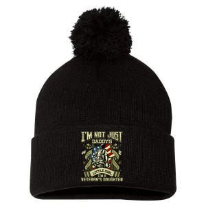 Im Not Just A Daddys Little Girl Im A Veterans Daughter Pom Pom 12in Knit Beanie