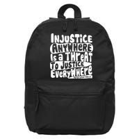 Injustice Anywhere Is A Threat To Justice Everywhere MLK Quote 16 in Basic Backpack