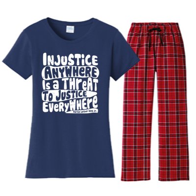 Injustice Anywhere Is A Threat To Justice Everywhere MLK Quote Women's Flannel Pajama Set