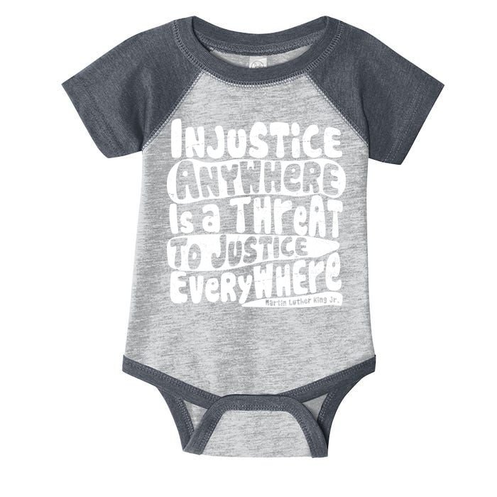 Injustice Anywhere Is A Threat To Justice Everywhere MLK Quote Infant Baby Jersey Bodysuit