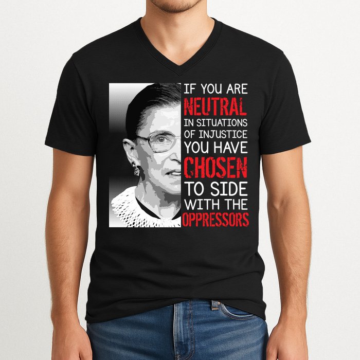 Injustice Ruth Bader Ginsburg Notorious RBG Quote V-Neck T-Shirt