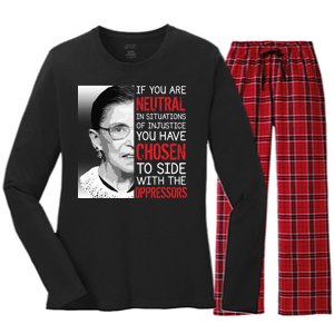 Injustice Ruth Bader Ginsburg Notorious RBG Quote Women's Long Sleeve Flannel Pajama Set 