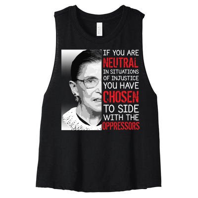 Injustice Ruth Bader Ginsburg Notorious RBG Quote Women's Racerback Cropped Tank