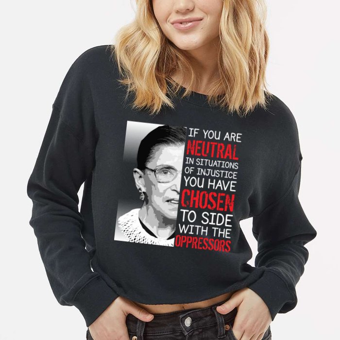 Injustice Ruth Bader Ginsburg Notorious RBG Quote Cropped Pullover Crew
