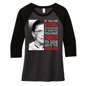 Injustice Ruth Bader Ginsburg Notorious RBG Quote Women's Tri-Blend 3/4-Sleeve Raglan Shirt