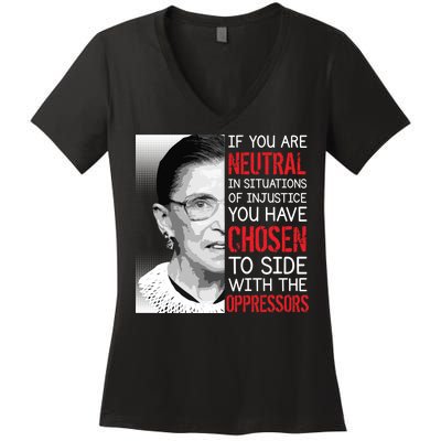 Injustice Ruth Bader Ginsburg Notorious RBG Quote Women's V-Neck T-Shirt