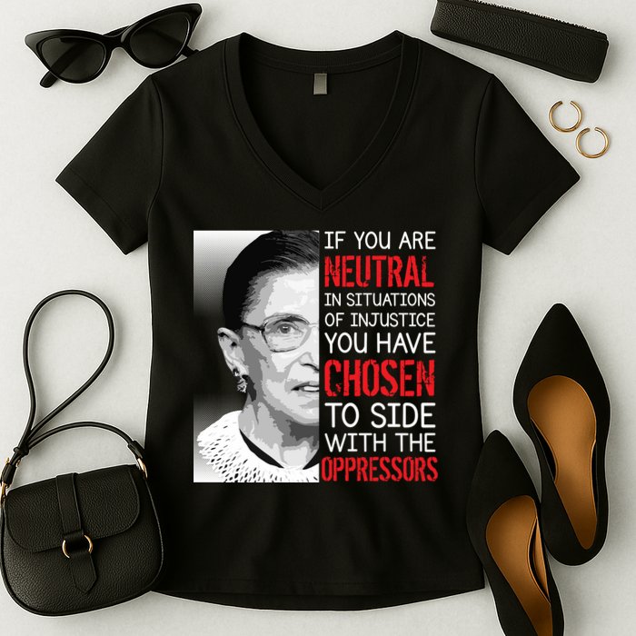 Injustice Ruth Bader Ginsburg Notorious RBG Quote Women's V-Neck T-Shirt