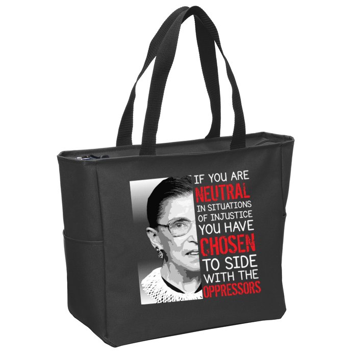 Injustice Ruth Bader Ginsburg Notorious RBG Quote Zip Tote Bag