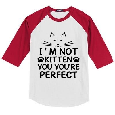 I'm Not Kitten You You're Perfect Cat Day Cat Lover Kids Colorblock Raglan Jersey