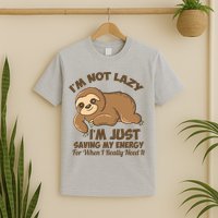 I'm Not Lazy I'm Just Saving My Energy Funny Sloth Saying  T-Shirt