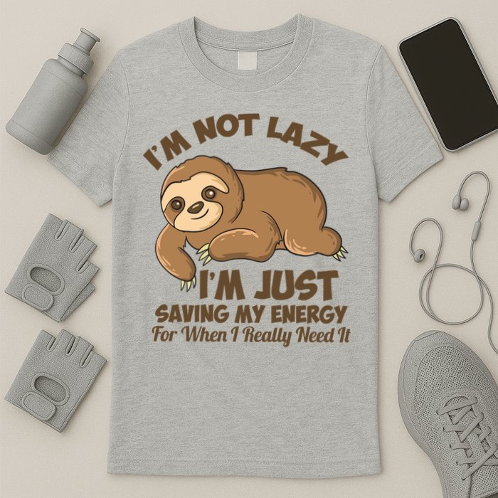 I'm Not Lazy I'm Just Saving My Energy Funny Sloth Saying  T-Shirt