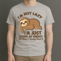I'm Not Lazy I'm Just Saving My Energy Funny Sloth Saying  T-Shirt