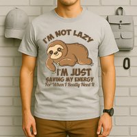 I'm Not Lazy I'm Just Saving My Energy Funny Sloth Saying  T-Shirt