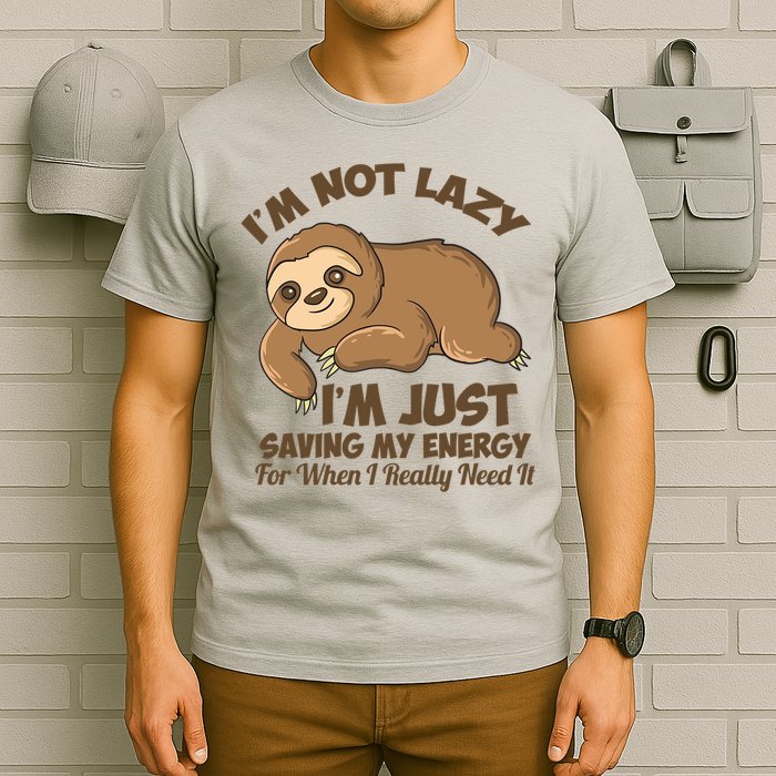 I'm Not Lazy I'm Just Saving My Energy Funny Sloth Saying  T-Shirt
