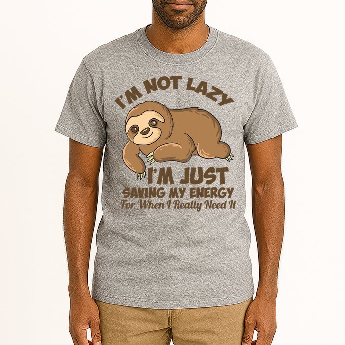 I'm Not Lazy I'm Just Saving My Energy Funny Sloth Saying  Tall T-Shirt