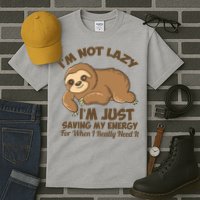I'm Not Lazy I'm Just Saving My Energy Funny Sloth Saying  Tall T-Shirt