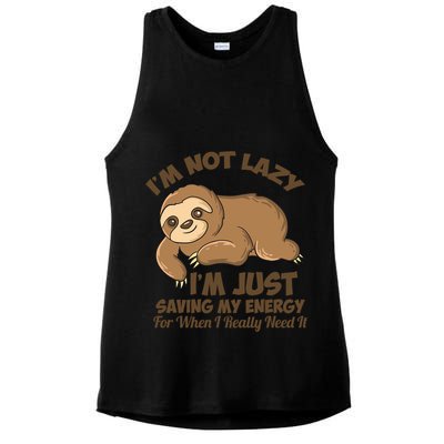 I'm Not Lazy I'm Just Saving My Energy Funny Sloth Saying  Ladies PosiCharge Tri-Blend Wicking Tank