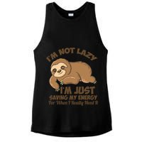 I'm Not Lazy I'm Just Saving My Energy Funny Sloth Saying  Ladies PosiCharge Tri-Blend Wicking Tank