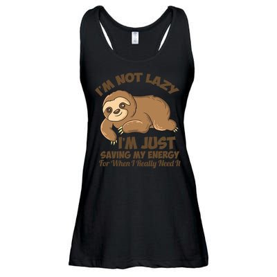 I'm Not Lazy I'm Just Saving My Energy Funny Sloth Saying  Ladies Essential Flowy Tank
