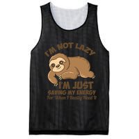 I'm Not Lazy I'm Just Saving My Energy Funny Sloth Saying  Mesh Reversible Basketball Jersey Tank