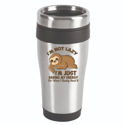 I'm Not Lazy I'm Just Saving My Energy Funny Sloth Saying  16oz Travel Tumbler